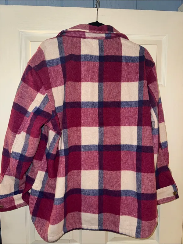 Members Mark Plaid Shacket Pink Size L - Image 4