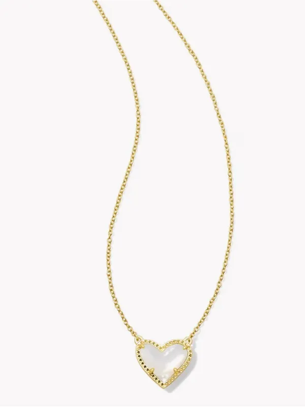 Kendra Scott Gold Heart Pendant Necklace with Mother-of-Pearl Inlay New - Image 2