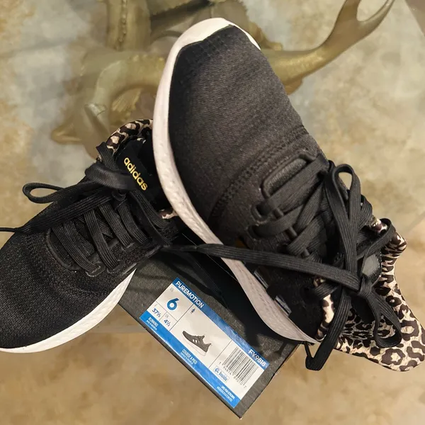 Adidas Black and White Sneakers with Animal Print - Image 5