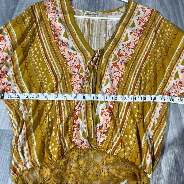 Free People Intimately Yellow Bohemian Long Sleeve Blouse Top; XS Women’s - Image 5