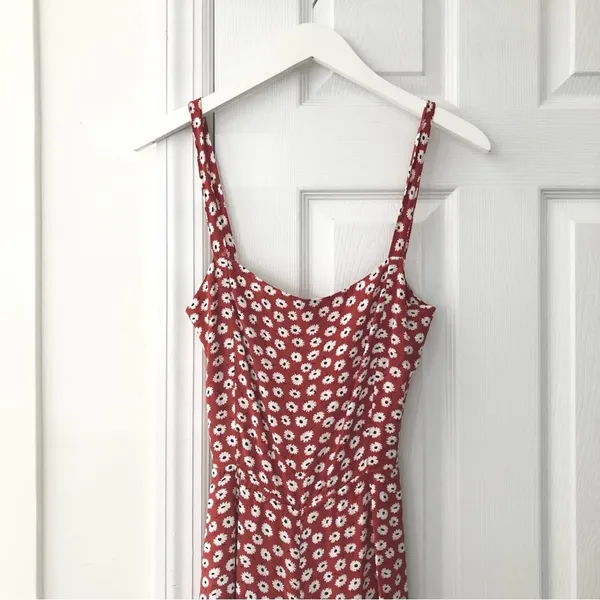 Faithfull the Brand Playa Red Floral Cropped Wide Leg Jumpsuit Tie Back XS 2 - Image 5