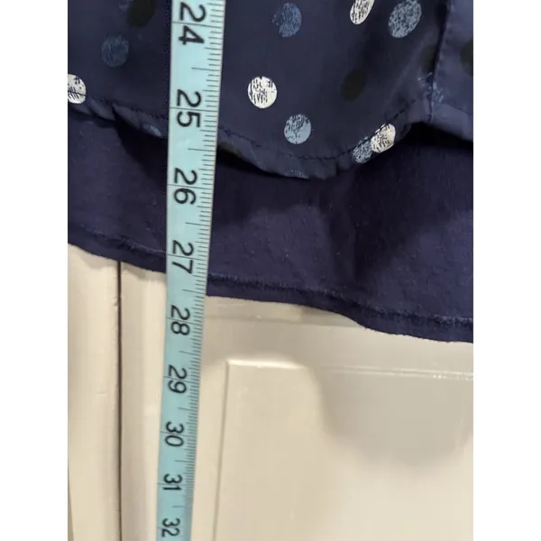 Fortune +‎ Ivy Polka Dot Chiffon Blue/White 3/4 Tie Sleeve Button Blouse Size M - Image 4