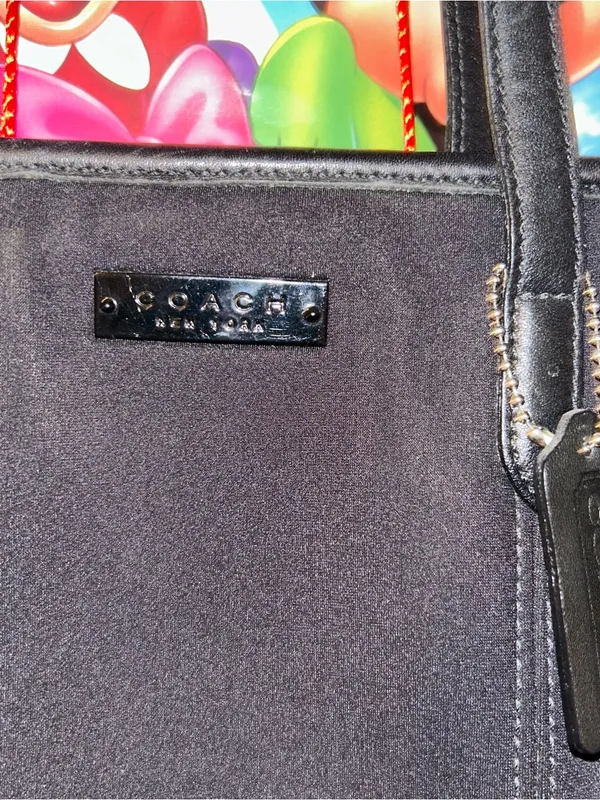 Vintage Coach 6214 Neo East West Zip Black Neoprene Leather Bag - Image 2