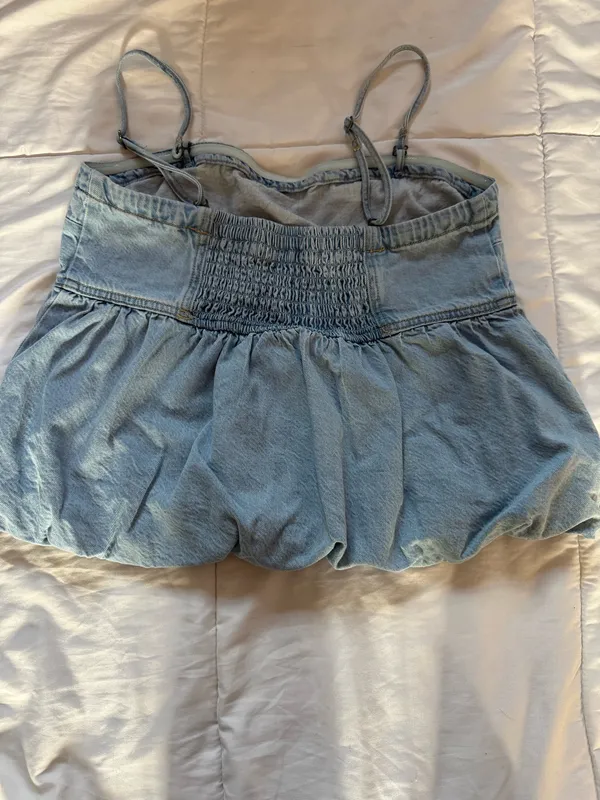 American Eagle Denim Bubble Tube Top - Image 9