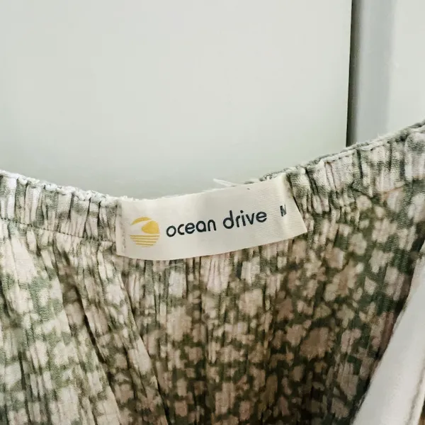 Ocean Drive Sage Green Floral Ruffle Crop Top - Image 2
