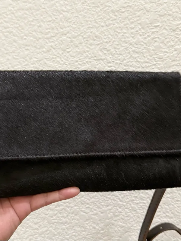 FREEBIRD By Steven Lola Black Calf Hair Leather Wallet Clutch Crossbody Bag - Image 9