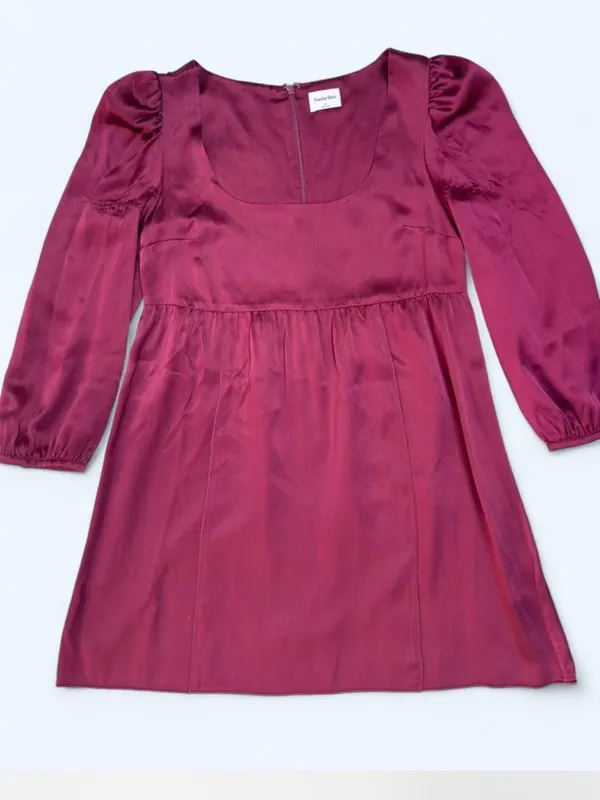 Aritzia Sunday Best 100% silk Square-Neck Babydoll Dress Burgundy wedding guess - Image 3