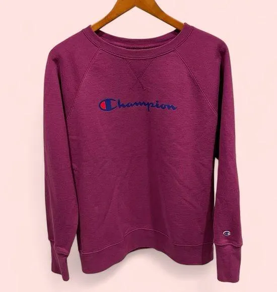 Magenta champion logo soft lightweight sweatshirt large - Image 2