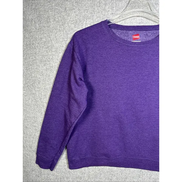Hanes Womens Sweatshirt Comfort Blend‎ Purple Large Long Sleeve Cotton Blend - Image 4