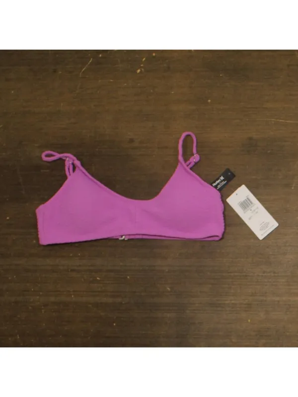 NWT Hurley Textured Wave Scrunch Bralette Bikini Top HU009T5 Orchid Purple M - Image 2