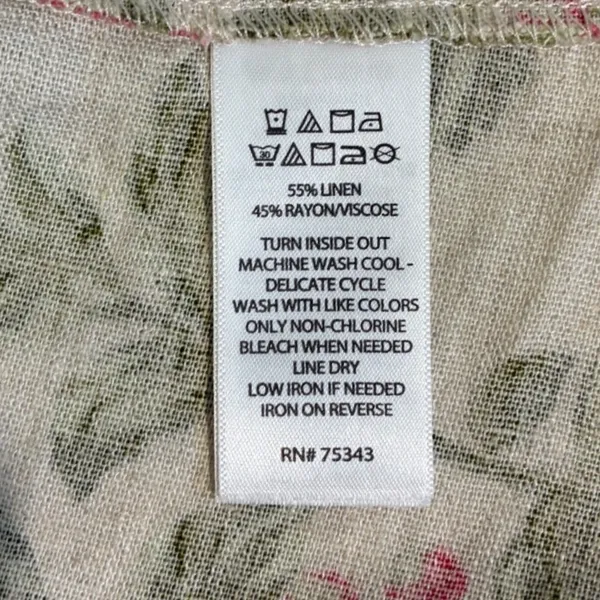 Laura Ashley Linen Blend‎ Floral Shift Dress Scalloped Hem Pink Green M - Image 7