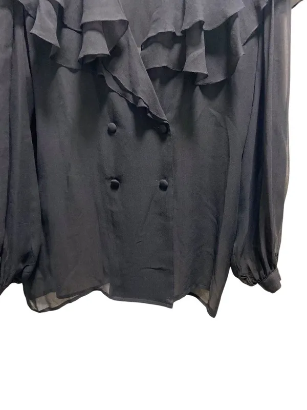 Lillie Rubin Vintage Silk Blouse Black Size M Romantic Dark Coquette Whimsigoth - Image 6