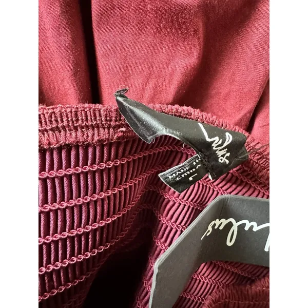 NWD Lulus Tandria Burgundy Smocked Sleeveless Midi Dress Size Large - Image 9