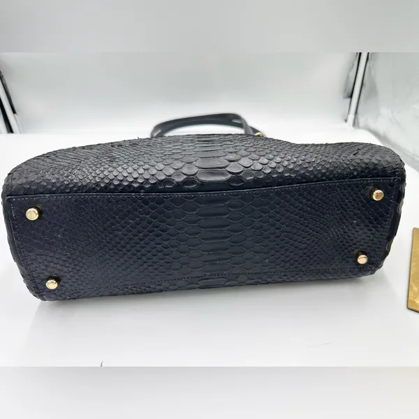 Coach Stanton Carryall handbag in stamped snakeskin leather Dark blue - Image 5