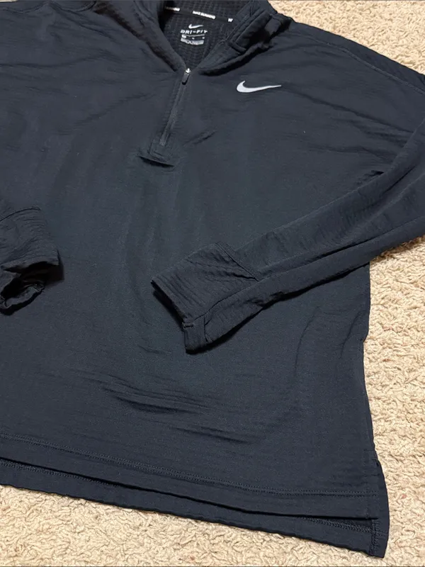 Nike Black Long Sleeve Half-Zip Pullover with White Swoosh - Image 3