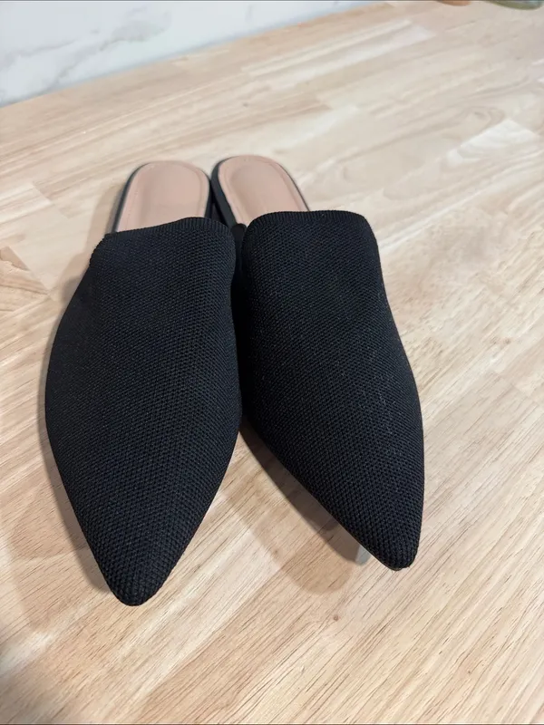 Cuccoo Womens Pointed Toe Backless Flats NWOT Black Size 9 - Image 2