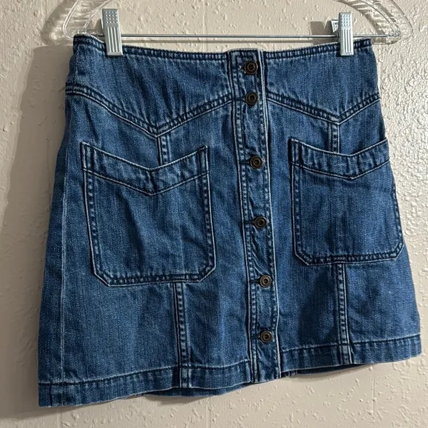 Free People Blue Mini Cargo Skirt - Image 3