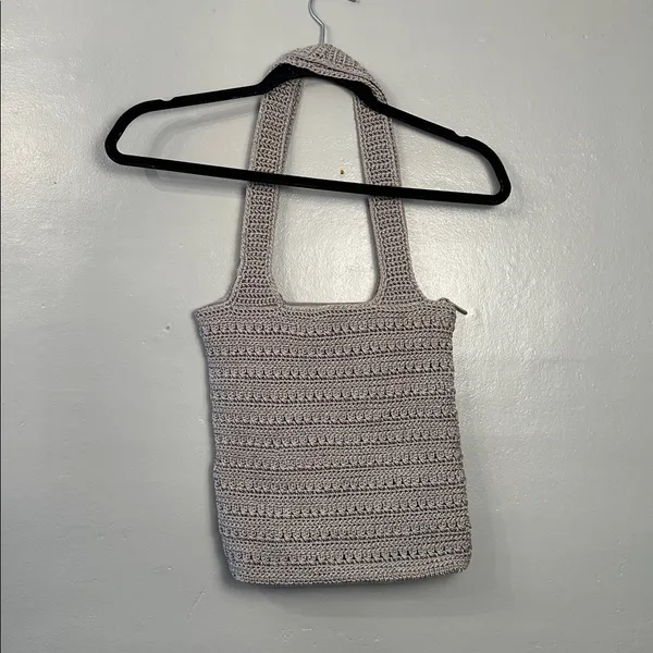 The Sak Woven Top ZIp closure Crotchet Bag cream - Image 5