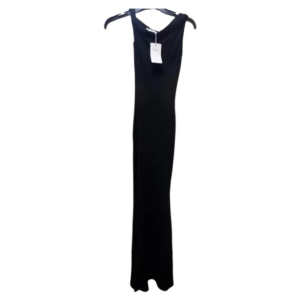 NWT REORIA Womens One Shoulder Formal Maxi Dress Black Ribbed Bodycon XS - Image 4