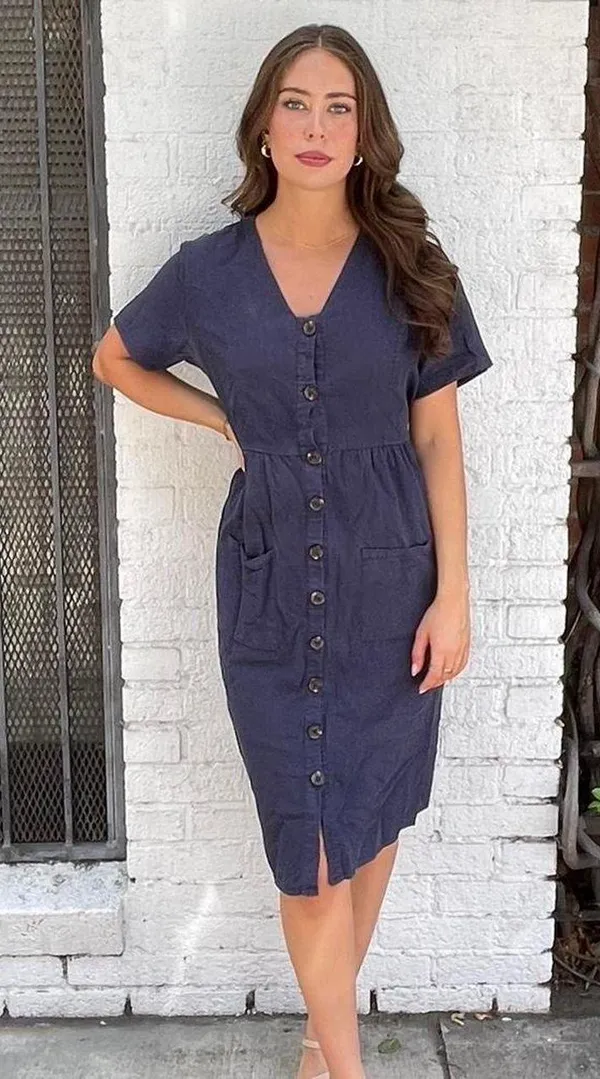 Navy Blue Merokeety cottage shirt dress sz M - Image 2