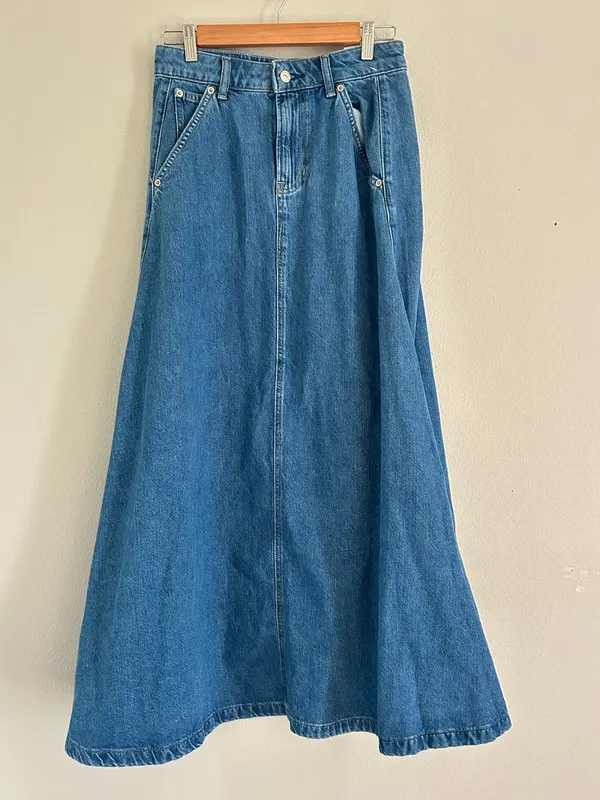 the We The Free Sidney Denim Circle Maxi Skirt by Free People, 26 - Image 3