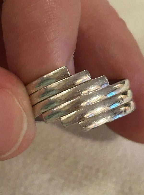 925 sterling silver ring band size 7.25 unique - Image 2