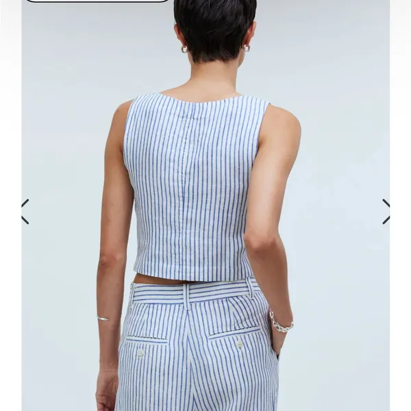Madewell Scoopneck Crop Tank in 100% Linen in Bluestone Size 2 NWT - Image 4