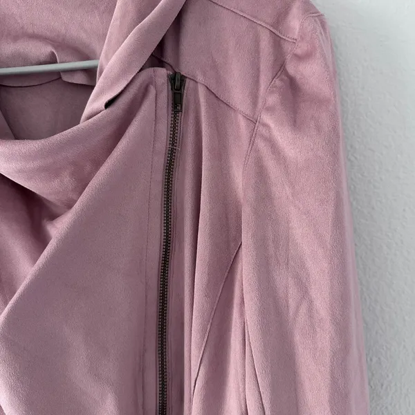 Mote Women's Jacket Size L-XL Soft Faux Suede Drape Pink Dusty‎ Long Sleeve - Image 9