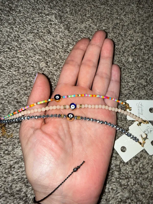 Evil Eye Seed Bead Bracelet Set of 3 - Image 2