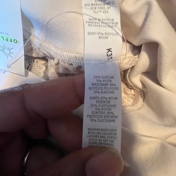 OFFLINE by Aerie Lace Wide Leg Pants Cream High Rise Side‎ Slit NWT Medium - Image 7