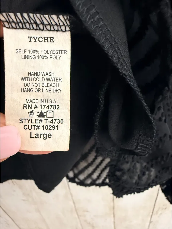 VICI Women’s Large Black Chevron Sheer Balloon Sleeve Blouse USA - Image 6