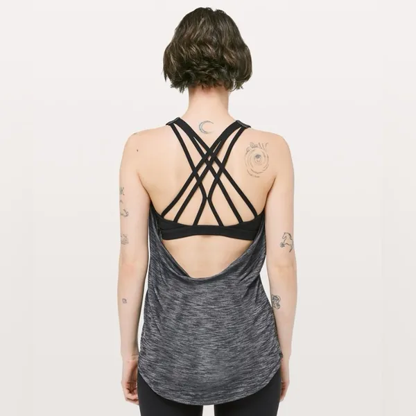 Lululemon Slay the Studio 2-in-1 Tank Gray & Black Sz 10 - Image 2