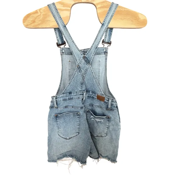 Judy Blue Denim Shortalls Stretch‎ M Overalls Farmcore Festival Western Rustic - Image 4