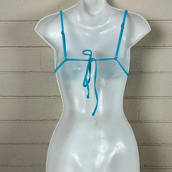 Frankie’s Bikinis Blue Triangle Bikini Top size M - Image 2