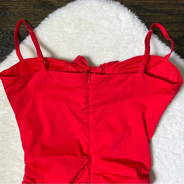 Tiger Mist Red Millie Ruched Mini Dress - Image 9