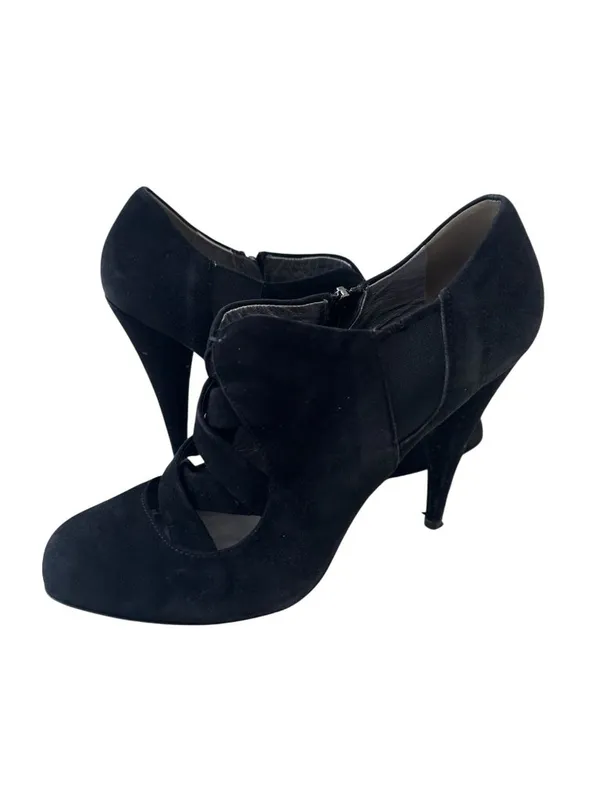 MIU MIU Black Suede Booties Heels Size 39.5/9.5 - Image 3