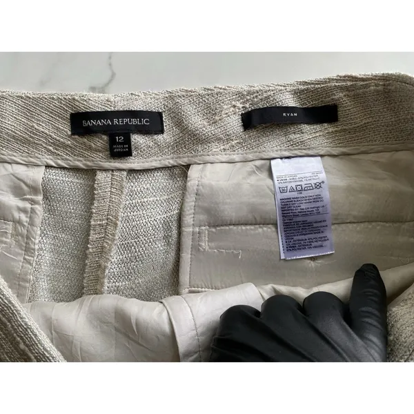 Banana Republic Ryan Tweed Shorts Size 12 Metallic Beige Fringe Tailored Dressy - Image 8