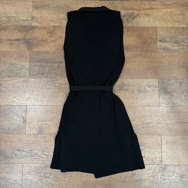 Calvin Klein Black Belted Sleeveless Cardigan Belted Duster - Image 3