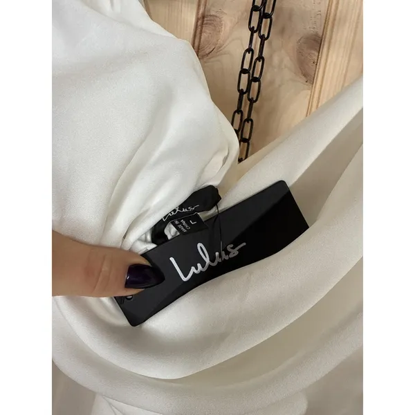 NWT Lulus Perfection Bound White Sleeveless Cowl Back Mini Dress Party Size L - Image 5