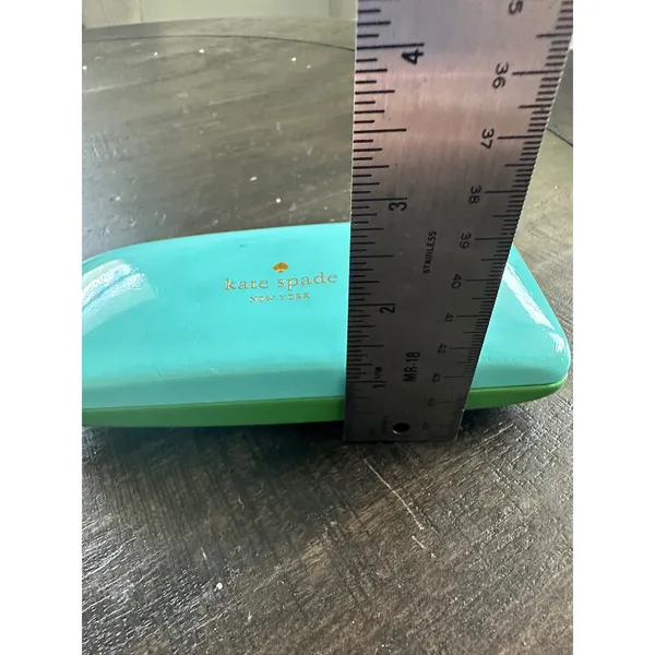 Kate Spade Turquoise and Green Hard Shell Eyeglass Case with Eye Graphic Inter - Image 8
