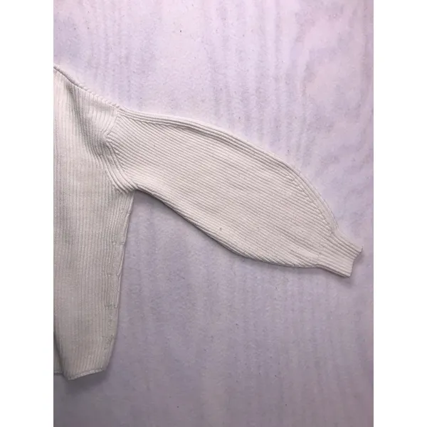 Maeve Anthropologie Ivory Ribbed Mock Neck Balloon Sleeve‎ Sweater Medium - Image 12