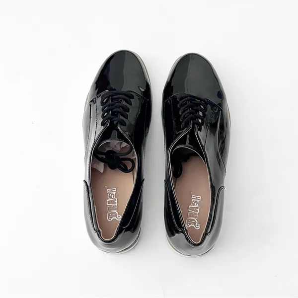 BRASH Black Faux Leather Textured Lace Up Platform Oxford Loafers 8.5 Preppy - Image 7