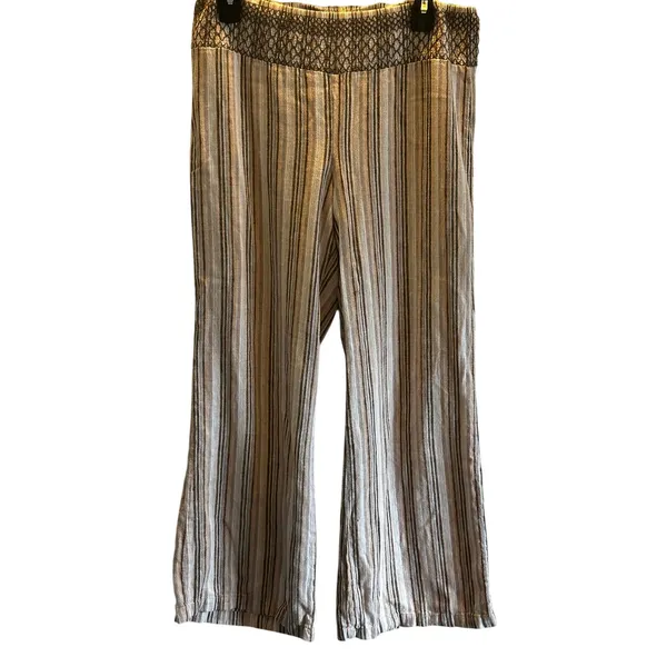 Indigo Rein Linen blend striped pants Large boho Beachy - Image 2