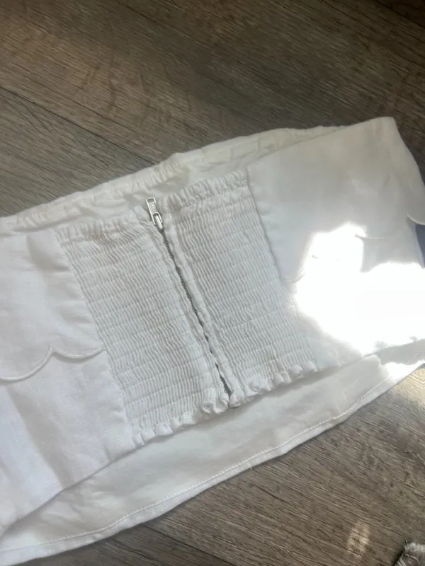 Reformation Lizzi Crop Linen Top White - Size 2 - Image 9