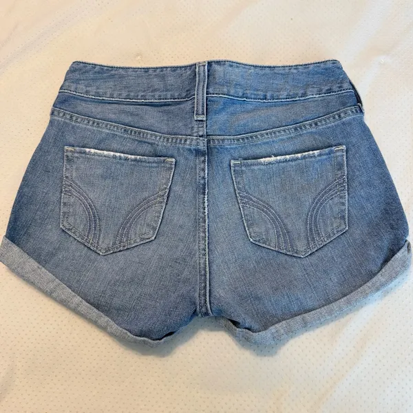 Hollister Button Fly Denim Jean Shorts Size 0 Cuffed Hem 2” Inseam 9” Rise - Image 9