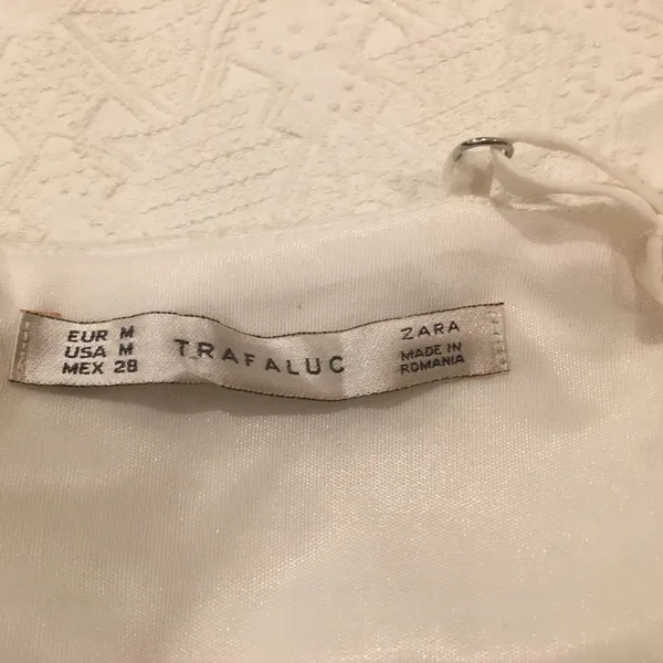 Zara Textured White Bridal Mini Dress M S - Image 5