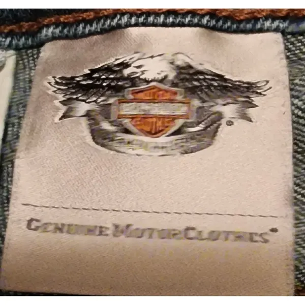 Harley-Davidson Denim Jeans Bootcut Dark Wash Embroidered‎ Pockets Women's 16P - Image 6