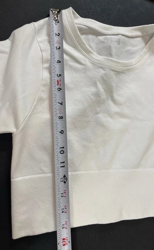 OFFLINE By Aerie Seamless Top Womens M White Cropped Long Sleeve Activewear - Image 8