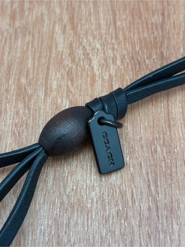 Coach Heritage Black Leather Loop Charm Keychain with Beads, Rexy Dinosaur, Dice - Image 12