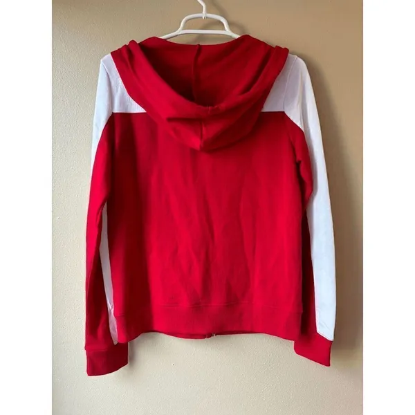 Tommy Hilfiger Red and White Full Zip Hooded Sweatshirt Women's Size Small - Image 2